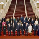 Chinese President Xi Jinping and First Lady, Madame Peng Liyuan in a group photograph with Caretaker Prime Minister Anwaar-ul-Haq Kakar upon his arrival at Great Hall of the People to attend the banquet hosted by President Xi Jinping in honor of the leaders of the countries participating in the 3rd Belt and Road Forum