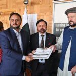Chief Minister Gilgit-Baltistan Haji Gulbar Khan giving away certificate among the participant of workshop for the local Bodies Election.