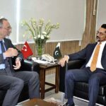 SAPM/MOS on Investment, Tahir Javed meeting with Mehmet Pacaci, Ambassador of Republic of Turkey in Pakistan at his office