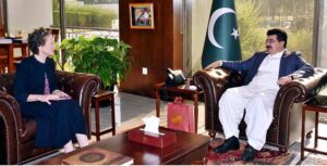 High Commissioner of Canada, Ms. Leslie Scanlon calling on Chairman Senate, Muhammad Sadiq Sanjrani at Parliament House