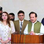 Caretaker Federal Health Minister Dr Nadeem Jan addressing to the media on the occasion of inauguration of MRI Machine in PIMS Hospital