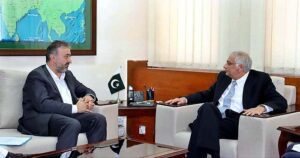 Country Director World Bank, Njay Benhassine calls on Caretaker Minister for Planning Development & Special Initiatives Muhammad Sami Saeed to discuss the progress and implementation projects for rehabilitation and reconstruction in the flood effected areas. Secretary Awais Manzur Sumra and senior officials of the Ministry attended the meeting.