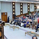The Caretaker Prime Minister Anwaar-ul-Haq Kakar addresses a ceremony organised to commemorate World Polio Day
