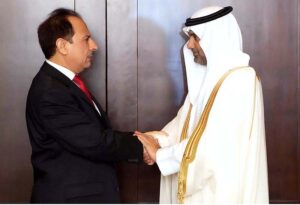 Federal Health Minister Dr Nadeem Jan meeting with Saudia Arabia Health minister Fahad bin Abdur Rehman Aljalajel in Cairo on side lines of 70th Who Regional Committee Meeting