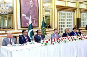 The Caretaker Prime Minister Anwaar-ul-Haq Kakar addresses a Press Conference