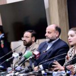 Special Assistant to the Prime Minister for Human Rights and Women Empowerment, Ms. Mushaal Hussein Mullick and All Parties Hurriyat Conference Leadership addressing a press conference on Kashmir Black Day