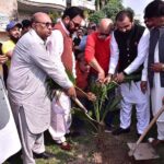 Social Leader Muhammad Khalid Wasim Advocate, International Biker Mukram Khan Tareen planting trees under Green Pakistan at Modal Town Ugokey organized by Sialkot Tourism and Cultural Forum