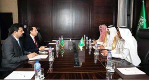 Federal Health Minister Dr Nadeem Jan meeting with Saudia Arabia Health minister Fahad bin Abdur Rehman Aljalajel in Cairo on side lines of 70th Who Regional Committee Meeting