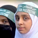 Young girls participating in a rally while thousands of people protested across the country after Friday prayers against Israel’s siege and fierce bombing on the Gaza Strip in retaliation to Hamas attacks