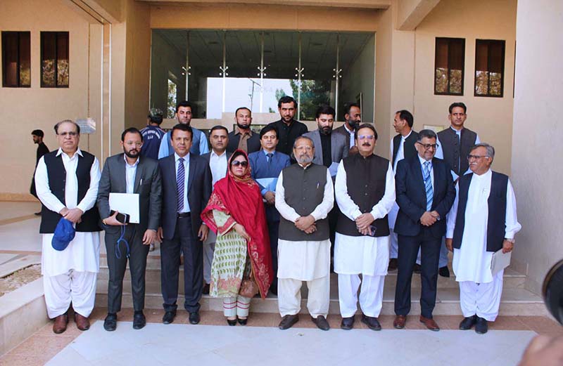 Caretaker Federal Minister for Education and Professional Training Madad Ali Sindhi presiding a meeting of Vice-chancellors of public sector Universities of Balochistan at BUITEMS.
