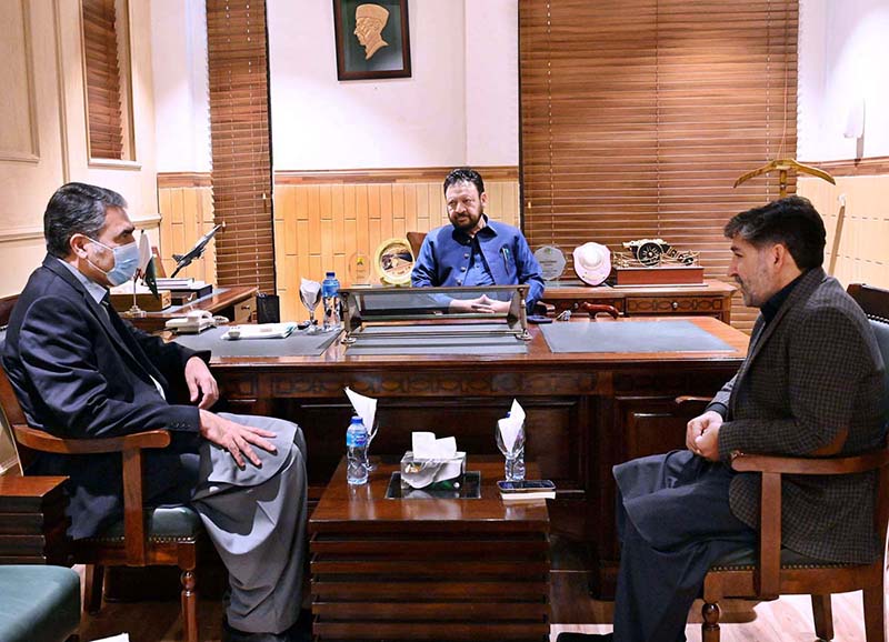Provisional Minister Interior Shams ul Haq Lone and Provisional Minister Law & Health Syed Suhail Abbas Shah call on CM GB Haji Gulbar Khan at his Office