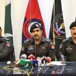 SP Cantt, Waqas Rafiq addressing a press conference at Police Line regarding recovered huge quantity of smuggled liquor
