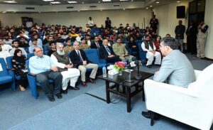 Caretaker Prime Minister Anwaar-ul-Haq Kakar participates in an interactive session with the students of Lahore University of Management Sciences (LUMS)