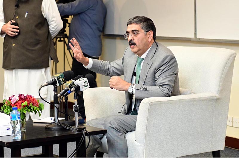 Caretaker Prime Minister Anwaar-ul-Haq Kakar participates in an interactive session with the students of Lahore University of Management Sciences (LUMS)