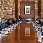 Caretaker Sindh Chief Minister Justice (rtd) Maqbool Baqar and the World Bank delegation led by its Country Director Mr. Najy Benhassine discuss the progress of World Bank-funded projects in their meeting at CM House