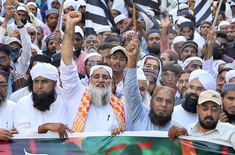 Children participating in a rally outside press club while thousands of people protested across the country after Friday prayers against Israel’s siege and fierce bombing on the Gaza Strip in retaliation to Hamas attacks