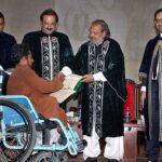 Caretaker Federal Minister for Education and Professional Training Madad Ali Sindhi distributing certificates in a graduation ceremony under PM’s Youth Skills Development Program at University of Balochistan