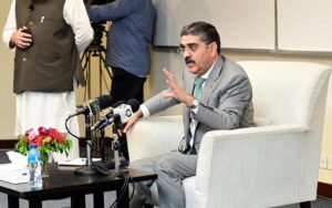 Caretaker Prime Minister Anwaar-ul-Haq Kakar participates in an interactive session with the students of Lahore University of Management Sciences (LUMS)
