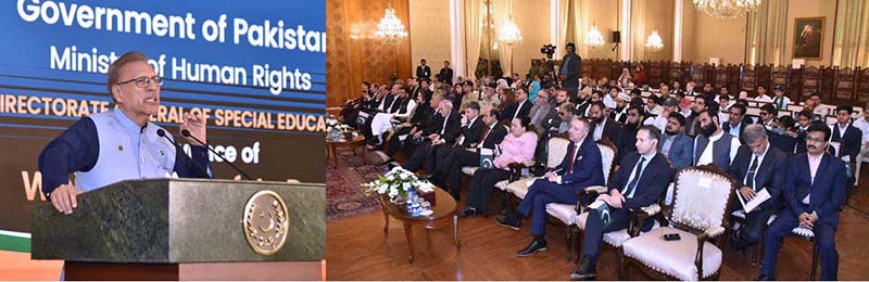 President Dr Arif Alvi addressing an event in connection with White Cane Safety Day, at Aiwan-e-Sadr