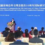 Chairman Senate, Muhammad Sadiq Sanjrani addressing the International symposium to commemorate the 10TH anniversary of China's principle of amity, sincerity, mutual benefit and inclusiveness in neighborhood diplomacy at the Diaoyutai State Guest house
