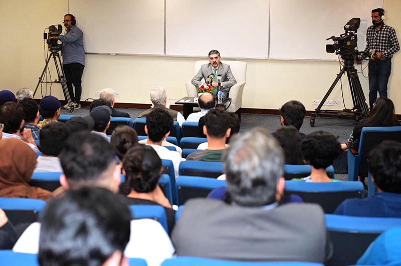 Caretaker Prime Minister Anwaar-ul-Haq Kakar participates in an interactive session with the students of Lahore University of Management Sciences (LUMS)
