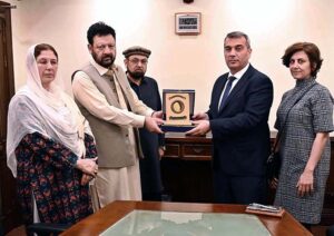 Ambassador of Azerbaijan Khazar Farhadov in a meeting with Chief minister GB Haji Gulbar Khan in GB House