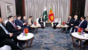 Caretaker Prime Minister Anwaar-ul-Haq Kakar meets President of Sri Lanka Ranil Wickremesinghe on the sidelines of 3rd Belt and Road Forum
