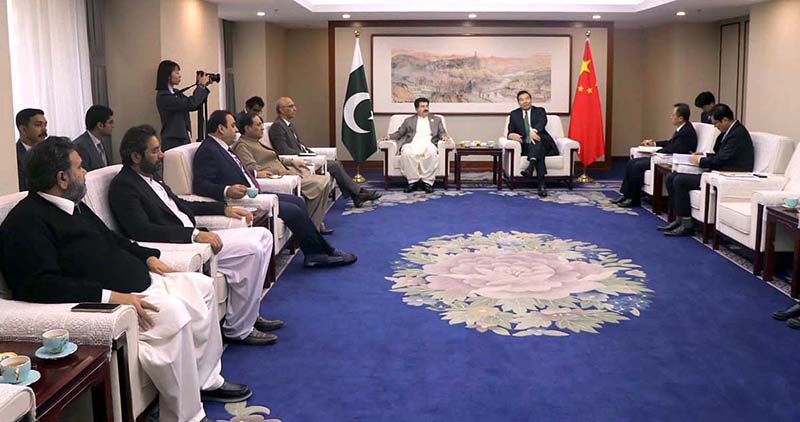 Chairman Senate, Muhammad Sadiq Sanjrani and his delegation in a meeting with Mr. Luo Zhaohui, Chairman China International Development Cooperation Agency (CIDCA)
