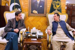 Governor Gilgit-Baltistan Syed Mehdi Shah in a meeting with advisor to Chief Minister on Information Eman Shah at Govenor House