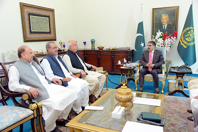 A delegation of politicians from Balochistan led by former Chief Minister Dr. Abdul Malik called on Caretaker Prime Minister Anwaar-ul-Haq Kakar