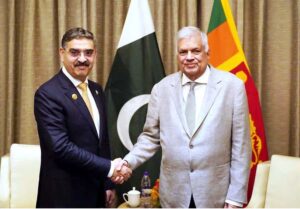 Caretaker Prime Minister Anwaar-ul-Haq Kakar meets President of Sri Lanka Ranil Wickremesinghe on the sidelines of 3rd Belt and Road Forum
