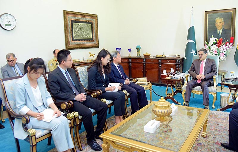 H.E. Mr. Jiang Zaidong, Ambassador of the People's Republic of China calls on the Caretaker Prime Minister Anwaar-ul-Haq Kakar