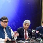 Mr. Murtaza Solangi, Caretaker Federal Minister for Information & Broadcasting and Mr. Fawad Hassan Fawad ,Caretaker Federal Minister for Privatization briefing the media on Federal Cabinet decisions