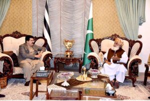 Chairman Senate, Muhammad Sadiq Sanjrani and Senators offering Fateha for the departed soul of mother in law of Moulana Fazal Ur Rehman at his residence