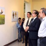 Interim Federal Minister of National Heritage & Culture Jamal Shah taking round of a week -long Wildlife Art Exhibition, depicting the living jewels of Pakistan at PNCA