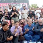 Mayor Karachi Murtaza Wahab, Senator Waqar Mehdi, ex-minister Saeed Ghani and others offer Fateha for the martyrs of Karsaz tragedy at the site of incident