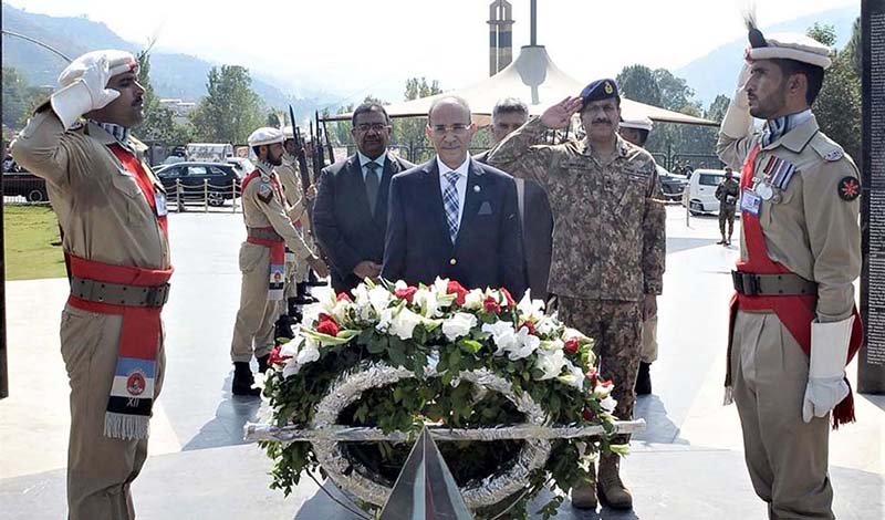 Special Envoy of Organization of Islamic Cooperation (OIC) Secretary General for Jammu & Kashmir, His Excellency Ambassador Yousef Muhammed Saleh Aldobey laid floral wreath at J&K Monument during his visit to Chakothi (LOC) and Muzaffarabad along with High level delegation from brotherly Muslim countries including KSA and Sudan