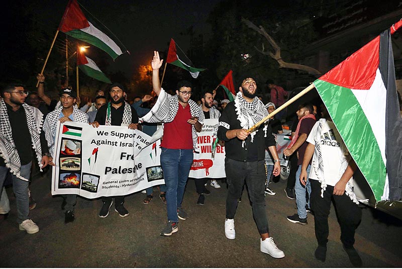 Palestine students holding the protest against Israel outside press club