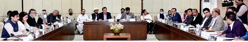 Senator Muhammad Hamayun Mohmand, Chairman Senate Standing committee on National Health Services, Regulations and Coordination presiding over a meeting of the committee at Parliament House