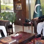 Commandant (PNWC), Rear Admiral Javaid Iqbal, HI (M) calling on Chairman Senate, Muhammad Sadiq Sanjrani at Parliament House