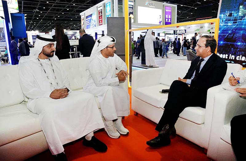 Caretaker Federal Minister for IT and Telecommunication Dr. Umar Saif in a meeting with Dr. Mohamed Al Kuwaiti, Head of UAE Cyber Security, at GITEX Global 2023