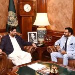 Caretaker Federal Minister for Human Rights Khalil Charge meets Governor Sindh Kamran Khan Tessori at Governor House