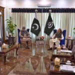 Caretaker Federal Minster for Education and Professional Training Madad Ali Sindhi meets with Balochistan Chief Minister Ali Madad Domki at CM House.