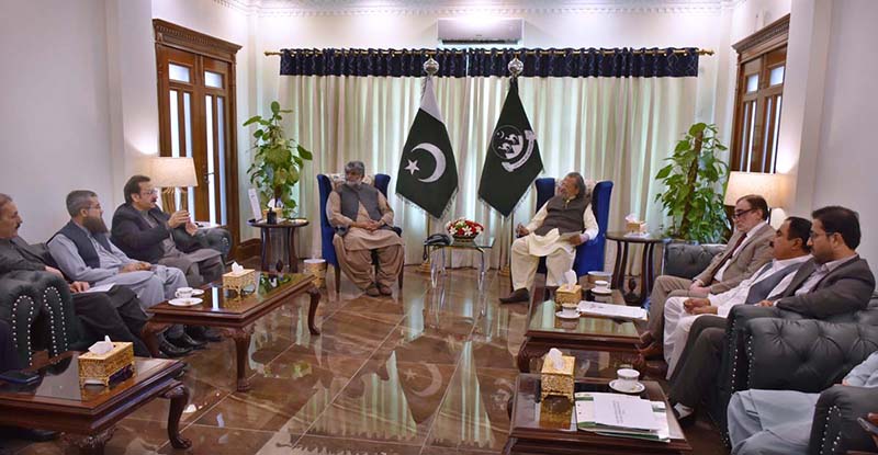 Caretaker Federal Minster for Education and Professional Training Madad Ali Sindhi meets with Balochistan Chief Minister Ali Madad Domki at CM House.