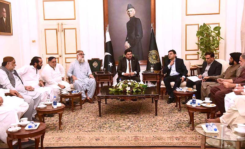 The delegation of All Pakistan Oil Tankers and Goods Transporters Association calls on Sindh Governor Kamran Khan Tessori at Governor House