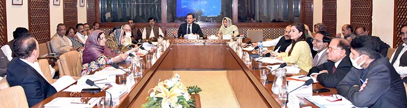 Senator Walid Iqbal, Chairman Senate Standing Committee on Human Rights presiding over a meeting of the committee at Parliament House.