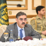 The Caretaker Prime Minister Anwaar-ul-Haq Kakar interacts with the TV anchors and Media persons