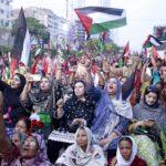 PPP workers during a rally organised in connection with 16th anniversary of Karsaz tragedy