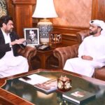 Consul General of the United Arab Emirates in Karachi, Bakheet Ateeq AlRemeithi calls on Sindh Governor Kamran Tessori at Governor House