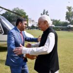 The Caretaker Chief Minister of Khyber Pakhtunkhwa receives the Caretaker Prime Minister Anwaar-ul-Haq Kakar at Helipad